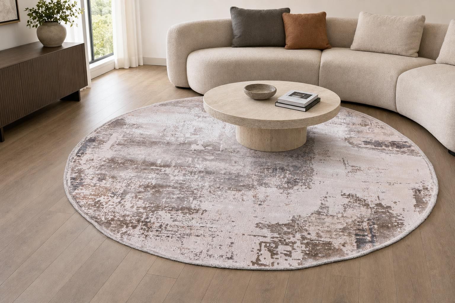 Lucia OL12A Round Beige/Gray/Silver