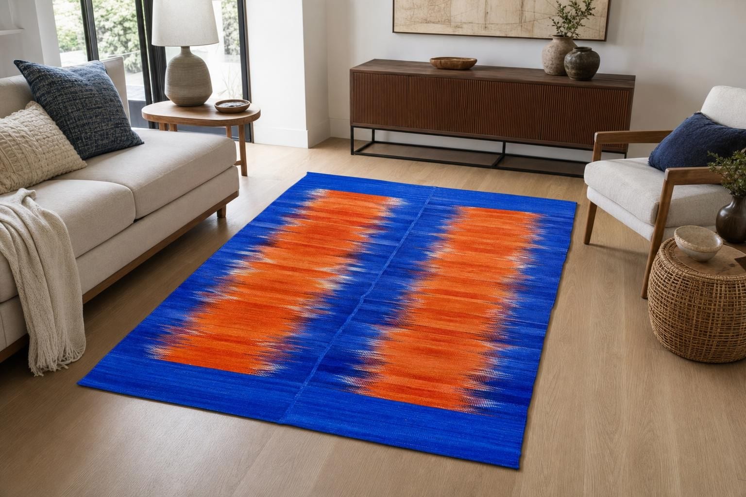 Kilim 60222- Blue/Orange