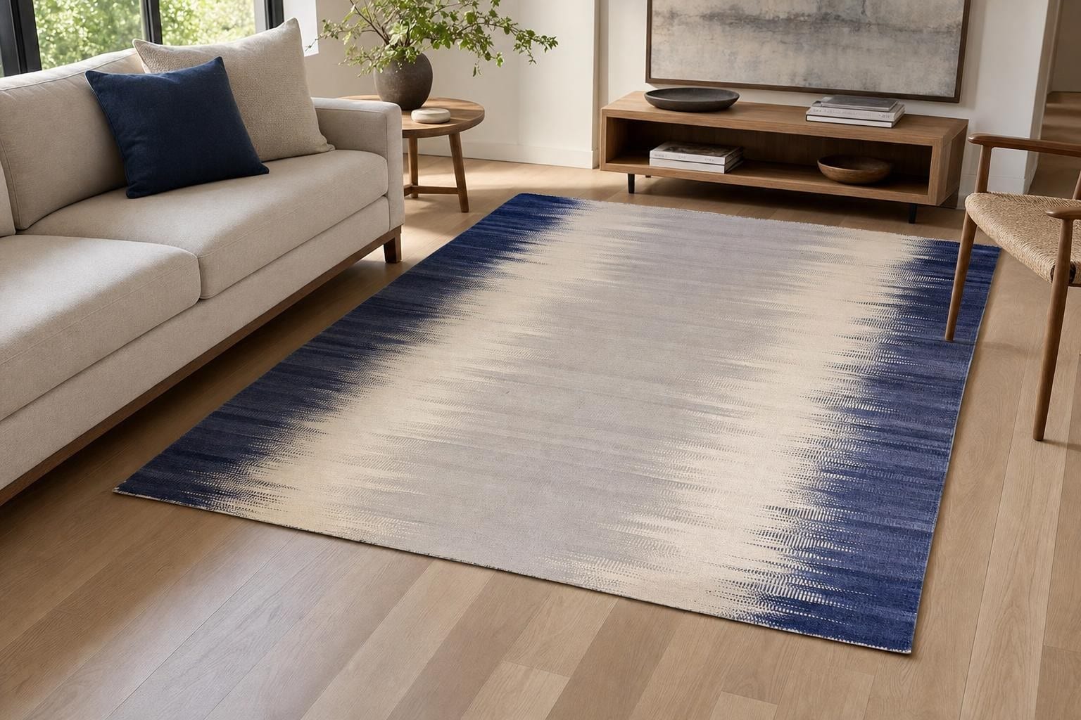 Kilim 60186- Blue/Beige/Gray