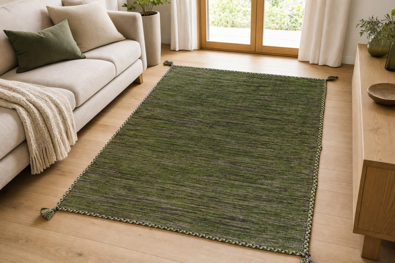 Kilim 60166- Green/Gray