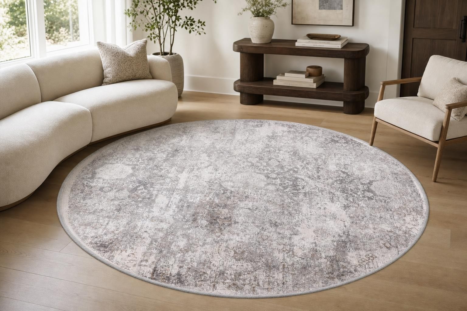 Modern Vintage B170D Round Beige/Gray/Silver