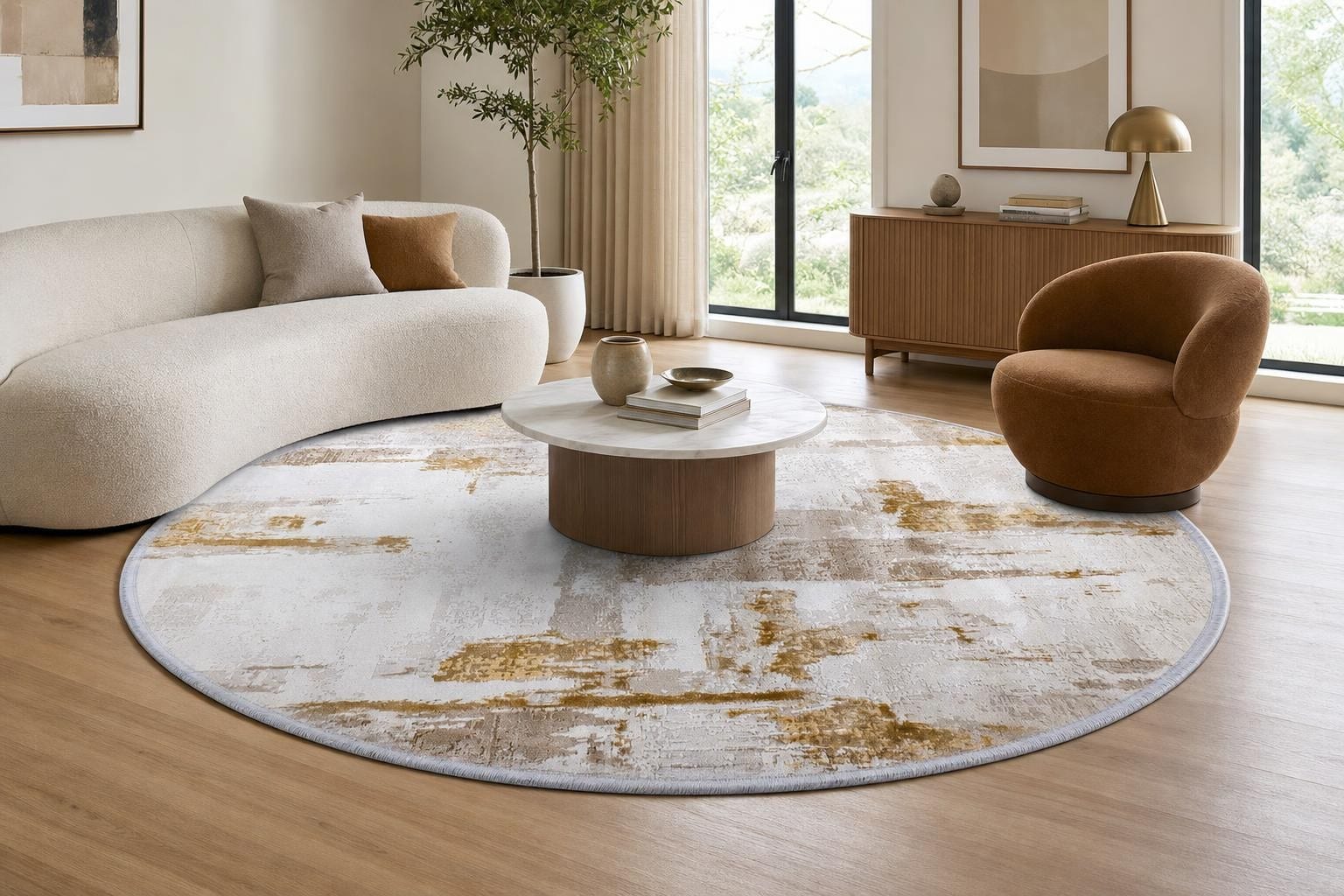 Ella B635H Round Beige/Gold/Gray/Silver