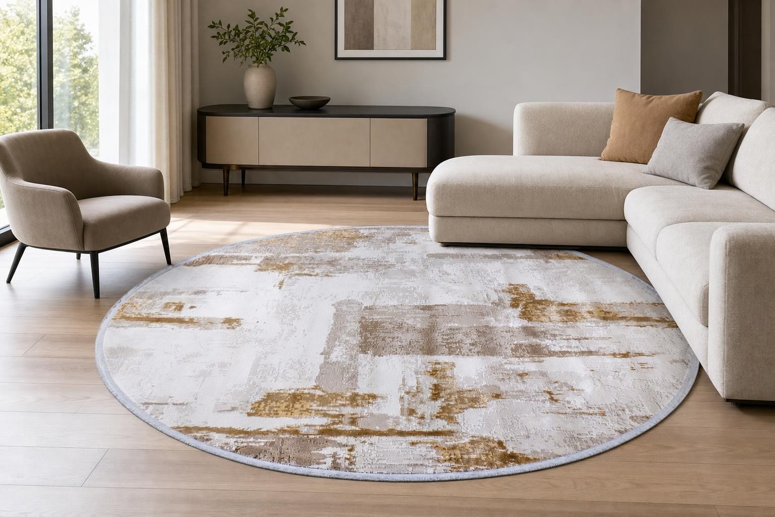 Ella B635H Round Beige/Gold/Gray/Silver