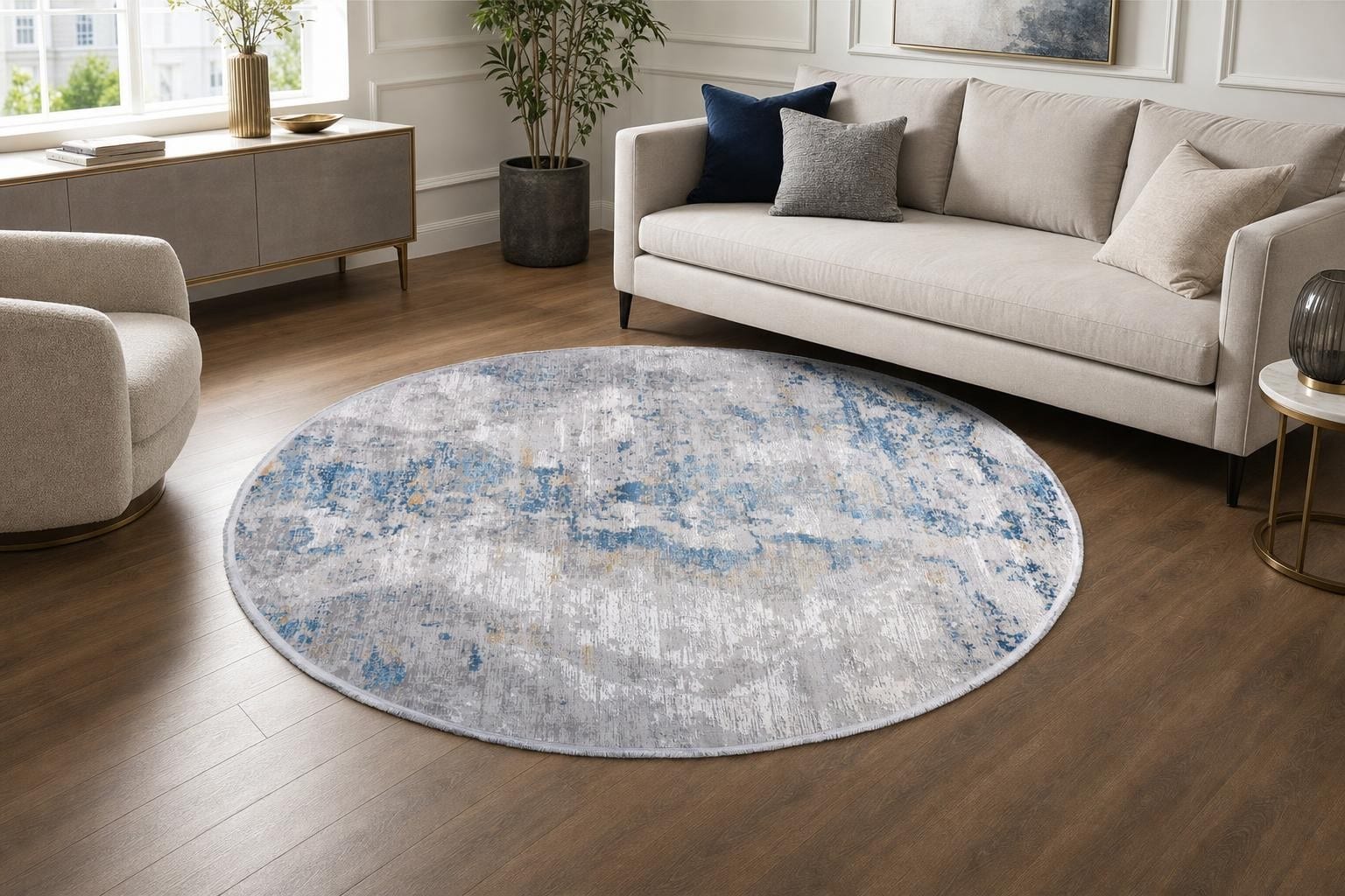 Aison B653B- Round- Blue/Gold/Gray/Silver