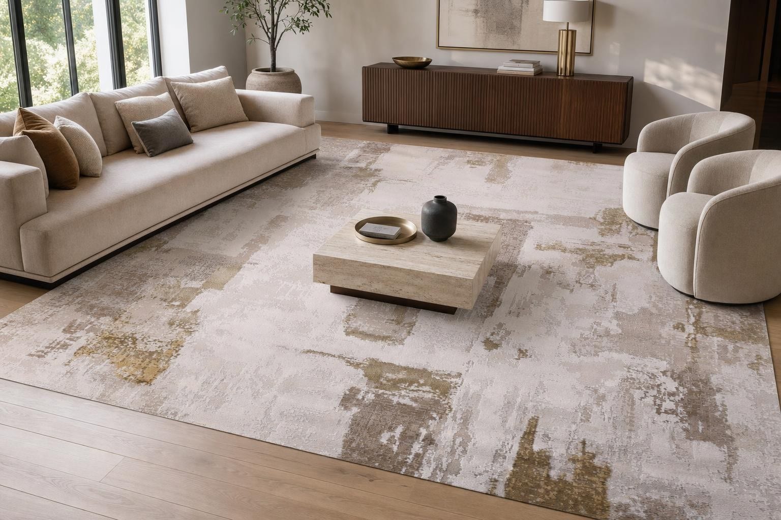 Ella B635H Square Beige/Gold/Gray/Silver