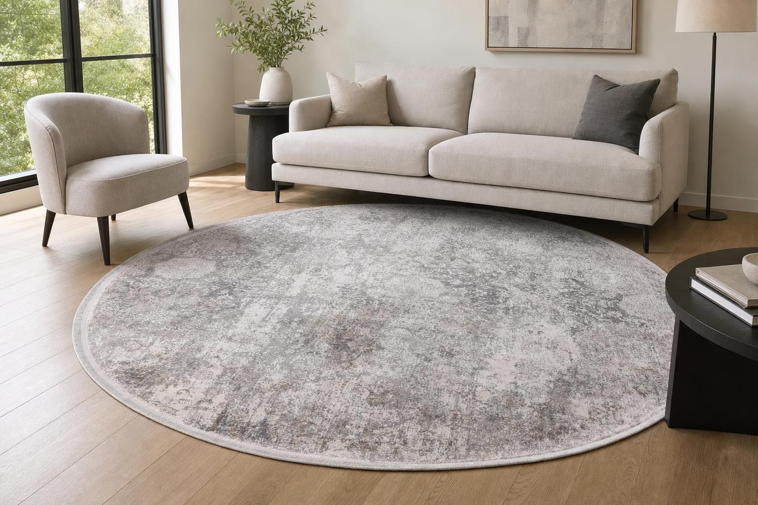 Modern Vintage B170D Round Beige/Gray/Silver
