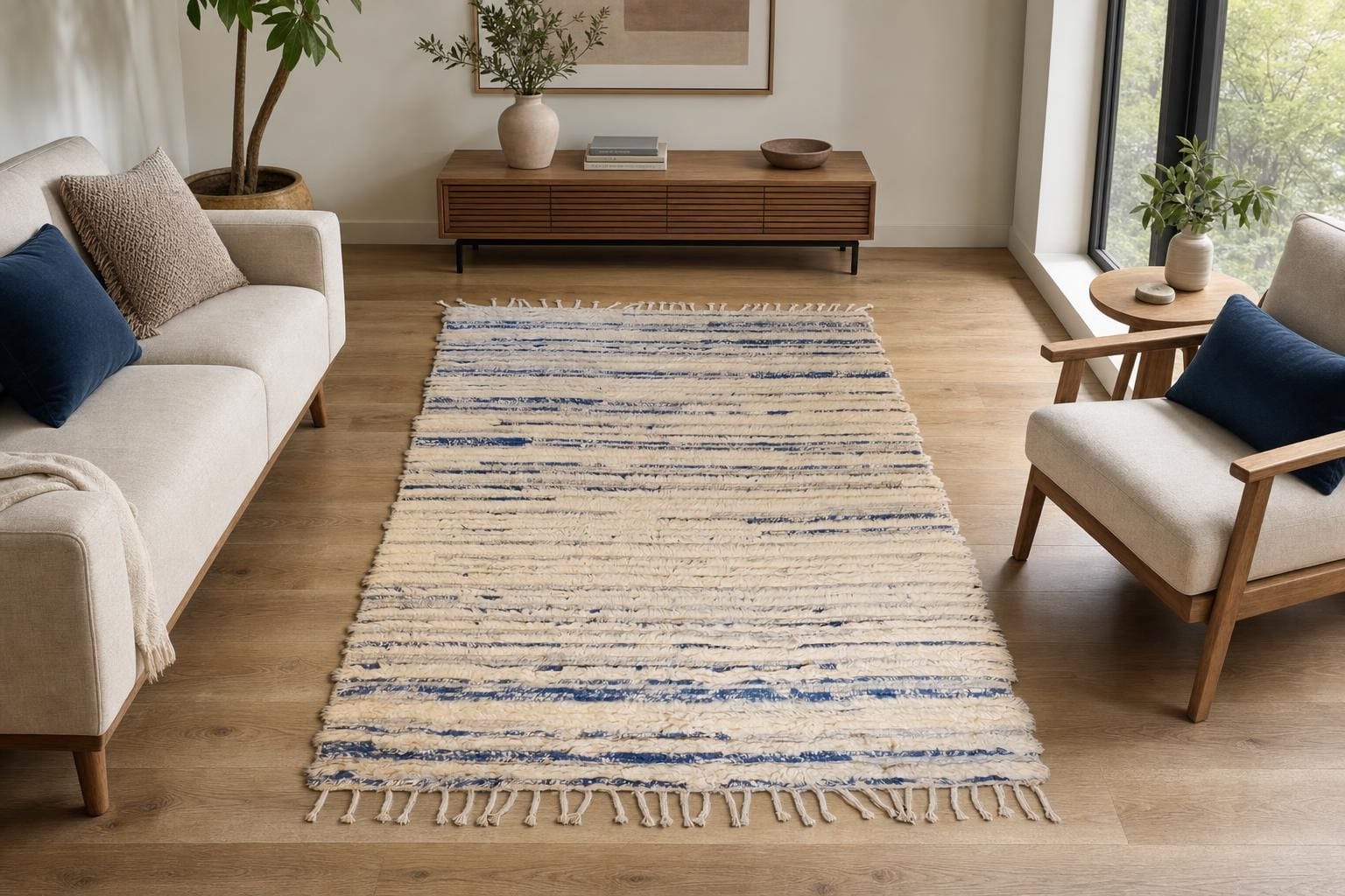 Shaggy 60025- Blue/Beige