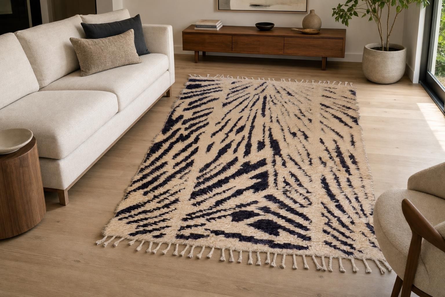Shaggy 600011- Dark Gray/Beige