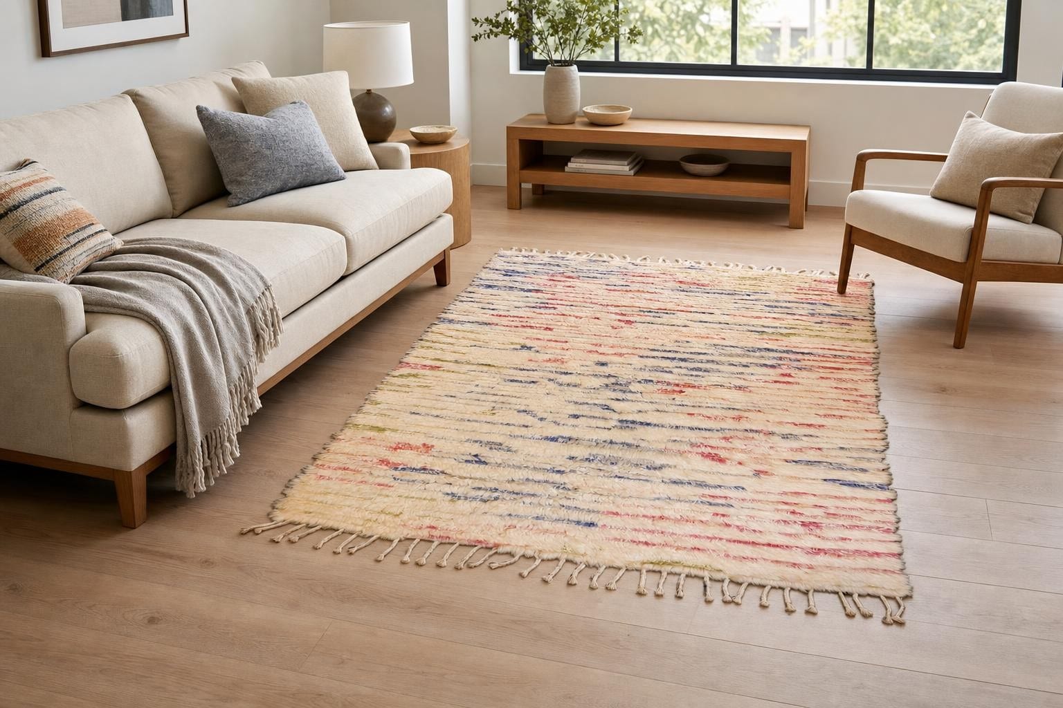 Shaggy 60007- Orange/Blue/Beige