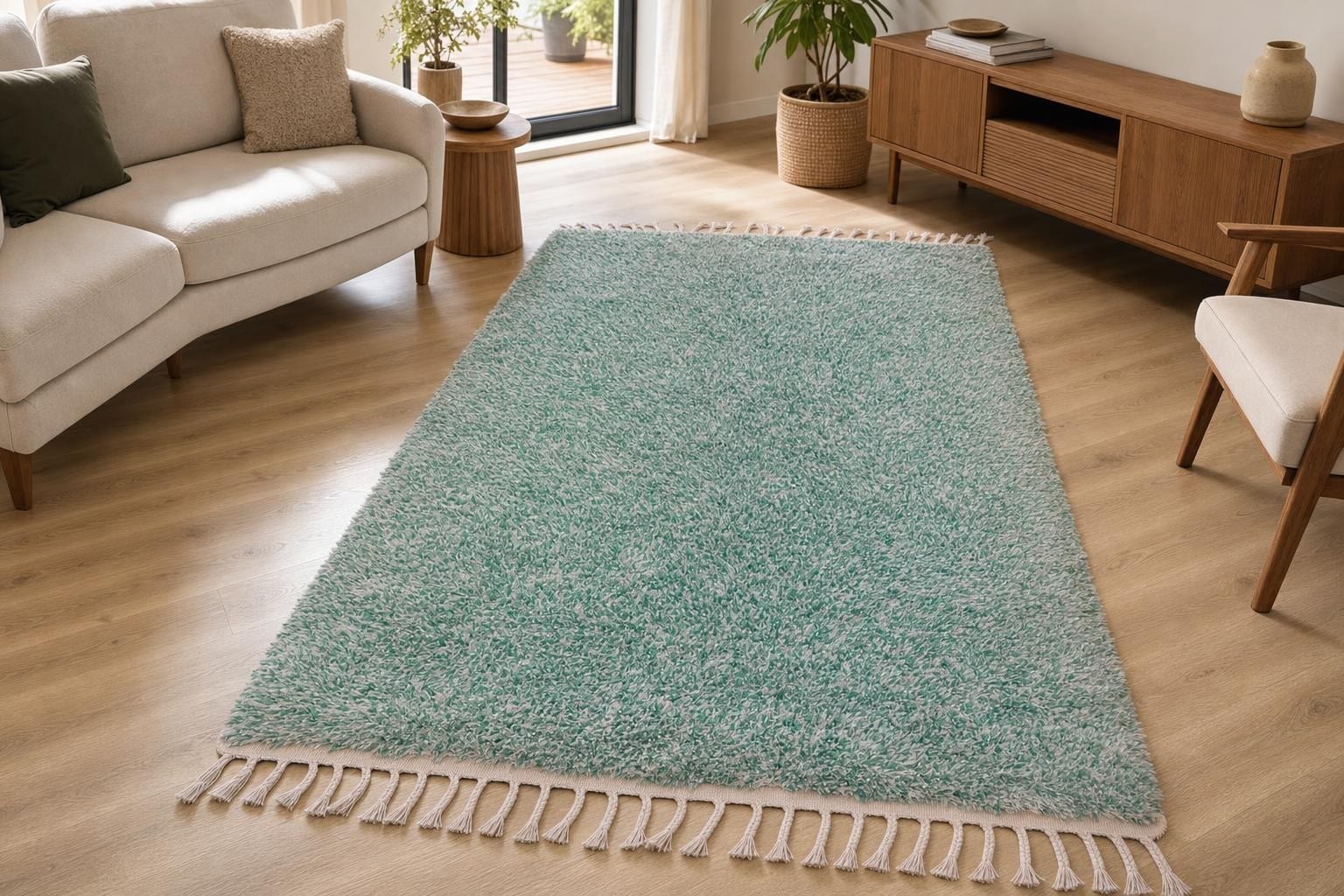 Shaggy 60004- Green/Beige