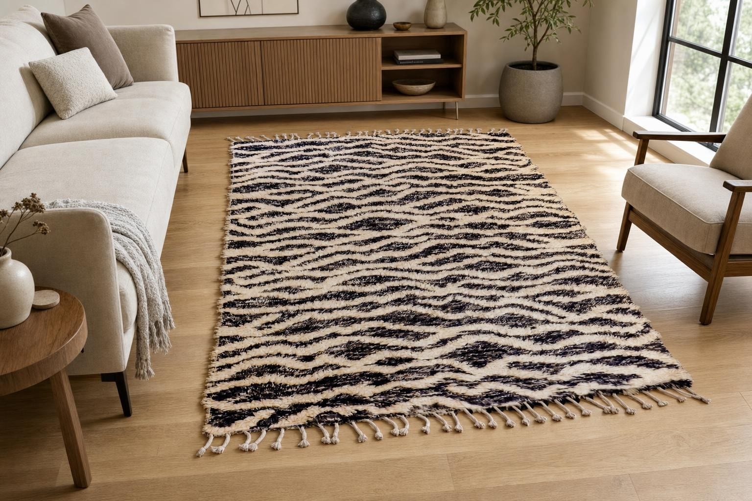 Shaggy 60001- Dark Gray/Beige