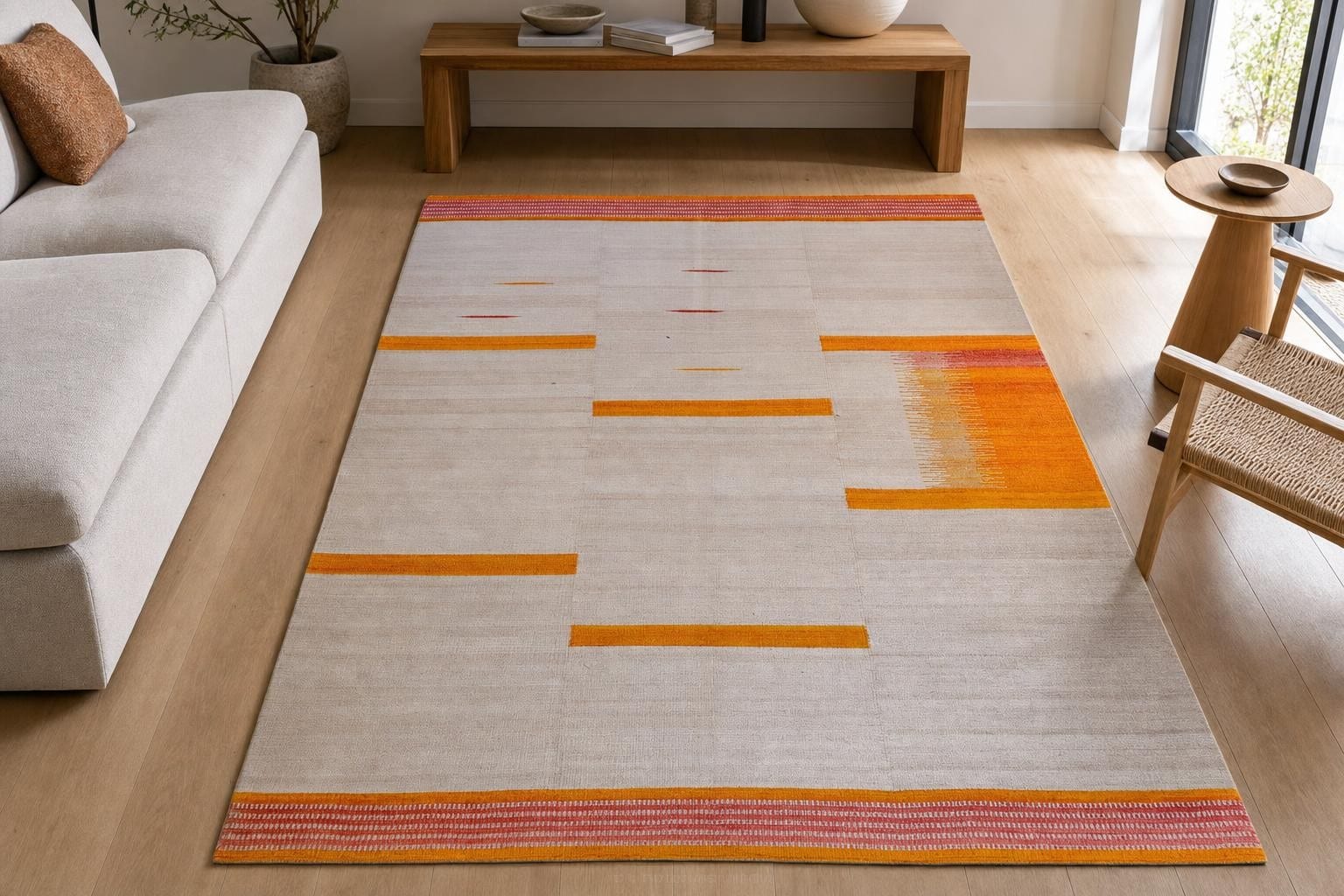 Kilim 60189- Orange/Beige