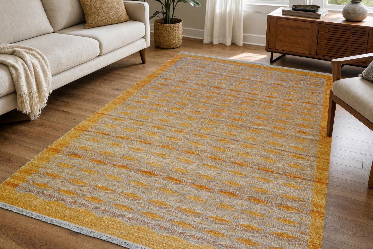 Kilim 60223- Orange/Gray