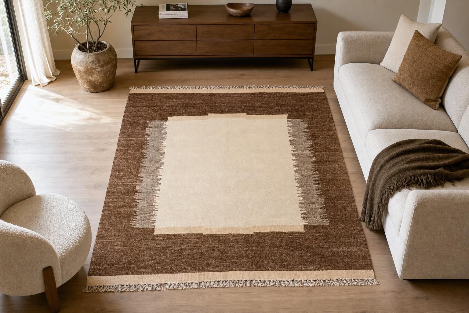 Kilim 60172- Beige/Bronze